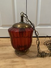 Victorian Cranberry Hanging Lamp Parts Or Repair picture