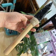 30cm Natural Obsidian Pure handmade carved dagger quartz crystal Reiki Heal picture