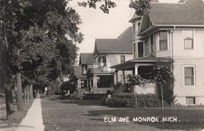Street View Elm Ave., Monroe MI Michigan RPPC Photo Postcard COPY picture