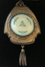 MAGNIFICENT Antique STERLING HP*ENAMEL GUILLOCHE*Compact EXTREMELY ORNATE* picture
