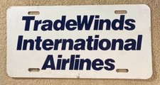 Tradewinds International Airlines Booster License Plate + 2 cloth patches Pilot picture
