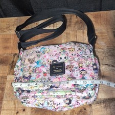 LeSportsac Tokidoki Messenger Bag Nylon Pink Multicolor Cartoon Adjustable Strap picture