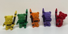 Vtg Hallmark Heartline Crayola Bears 1980s Retired Teddy Bear Figures w/Crayon picture