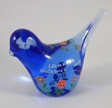 Ganz Hand Painted Blown Glass Blue Bird of Happiness Figure As Is picture