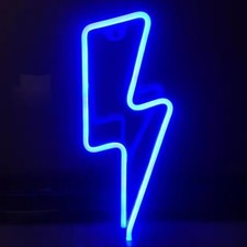 Blue LED Lightning Bolt Neon Wall Light – Gaming Room & Bedroom Decor picture