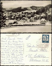 Postcard Lenzkirch city in winter 1966 picture