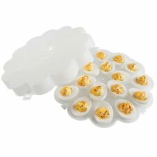 Set of 2 Deviled Egg Trays w/ Snap On Lids Holds 36 Eggs 18 Eggs Per Tray picture