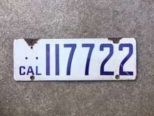 1916 to 1919  - CALIFORNIA - ** PORCELAIN ** - LICENSE PLATE picture