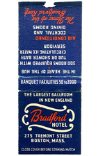 1940s Bradford Hotel Boston Massachusetts Matchbook Cover Travel Ballroom Ad picture