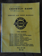 Vintage Original 1962 Chevrolet Radio Service and Shop Manual picture