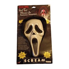 Halloween Scream Ghost Face Bleeding Mask W/ Blood Heart Pump Vtg 1997 Fun World picture