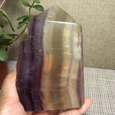 492g Natural candy Fluorite Polish/Rough wand Crystal free standing 123mm A2894 picture
