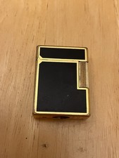 VTG St Dupont Gold/Black Lacquer Ligne 1 BR Lighter No Gas Cap Service Needed picture