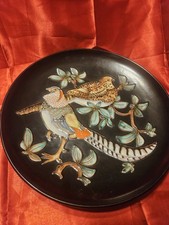 Vtg German Charger 14 In Bird Plate MCM Art Deco Golden Pheasants Majolika 19753 picture