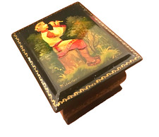 🔥LOOK🔥 1991 Russian Fedoskino HAND-PAINTED lacquer box Beautiful country boy picture