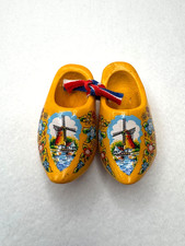 Vintage Wooden Shoes Holland Dutch Clogs Painted windmill flowers Mini 2.5” Wood picture