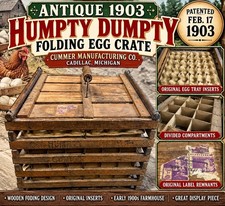 Antique 1903 Wooden Folding Egg Crate Basket Farm Carrier Humpty Dumpty Style picture