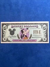 1993 $5 Disney Dollar Goofy Walt Disney World D-A Block UNC Epcot Castle picture