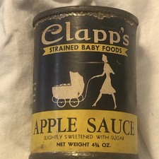 Vintage Clapp's Baby Food Tin Can v Apple Sauce 4.3/4 oz no lid Kitchen Deco  picture