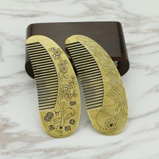 Solid Brass Hair Comb Figurine Small Statue Home Ornament Figurines Collectibles picture