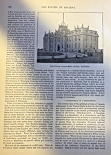 1895 Manitoba Canada Winnipeg Provincial Parliament Govenment House illustrated picture