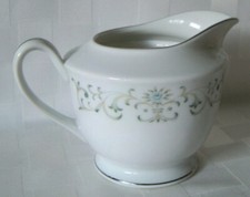 Vintage Norleans VERSAILLES Porcelain Creamer Silver Trim Blue Green Floral 3.75 picture