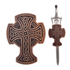 Viking Sword Wall Plaque Display Mount - Wood Engraved Medieval Display Decor picture