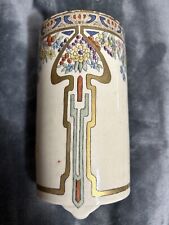 Antique American Satsuma Art Nouveau Ceramic Vase Cream Floral Gilded Signed picture