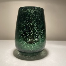 OOAK Green Mercury Speckled Cracked Glass  Candle/TeaLight Holder Hurricane picture
