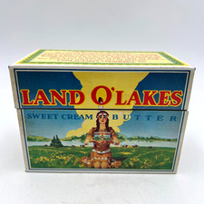 Land O'Lakes Butter Logo Metal Recipe Storage Box with Old Recipes Vintage picture