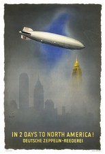 Hindenburg Zeppelin Over New York City – Vintage-Style 1936 Travel Poster picture