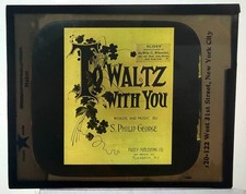 Color 1920's Magic Lantern Glass Slide TO WALTZ WITH YOU   DeWitt C Wheeler NYC picture