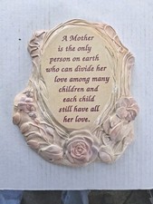 Mother Plaque Handpainted Ceramic Chalkware Rose Mom Poem 3D Wall Hanging picture