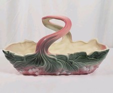 Vintage Hull USA Fiesta #51 Basket Planter Pink Green Berry Twisted Handle MCM picture