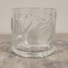 Teleflora Gloria Vanderbilt Clear Glass Frosted Swan Vase/Flower Vase   picture