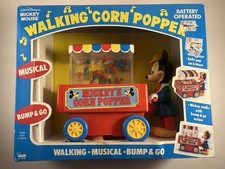 Vintage Disney Illco Mickey Mouse Walking Corn Popper Toy Complete in Box 1980s  picture