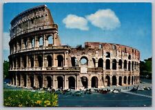 The Colosseum Rome Italy VTG Postcard 1980s-Italian Cars-Horses/Carriages-Stamps picture