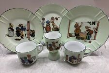 Antique **RARE Germany CHILDREN'S SCENES 3-Plates, 2-Cups,1- Egg cup picture