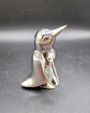 Penguin Figurine Silvertone Metal Alloy Paperweight Statue picture
