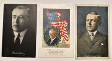 3 ANTIQUE US PRESIDENT WOODROW WILSON PATRIOTIC POSTCARDS HH11 picture