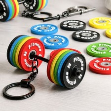 Mini Barbell Keychain Removable Weight Plates Dumbbell Key Ring Gym Fitness Gift picture