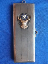 antique vintage ELKS fraternity BPOE antlers clock calling card carrying case picture