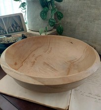 Vintage Primitive Signed Wooden Bowl Round Woodpecker Woodware Made In Japan picture