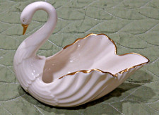 Vintage Lenox Ivory Porcelain Swan Dish 24K Gold Trim & Beak Made in USA picture
