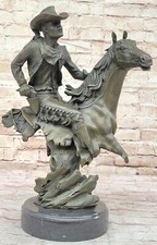 Abstract Modern Art Original Outlaw Cowboy Horse Gun Bronze Sculpture Lrg picture