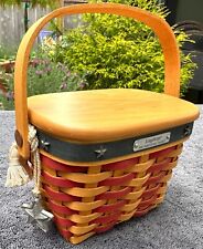 LONGABERGER 2001 Inaugural Basket, Woodcrafts Lid, Protector & Tie-On picture