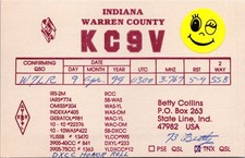 1999 KC9V State Line Indiana Warren County Ham Radio Amateur QSL Card Postcard picture
