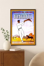 Vintage Biarritz Poster c1930s France RARE 🌟 24x32” picture