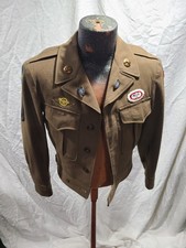WWII US ARMY IKE JACKET – 82nd AIRBORNE & ALLIED AIRBORNE PATCHES , DUI'S, OVAL picture