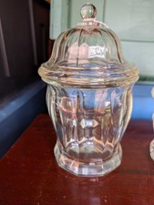 Vintage Indiana Glass 10” Clear Heavy Candy /Apothecary Jar & Lid 10 Sides picture